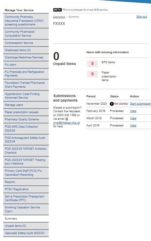 MYS Dashboard showing new tab order